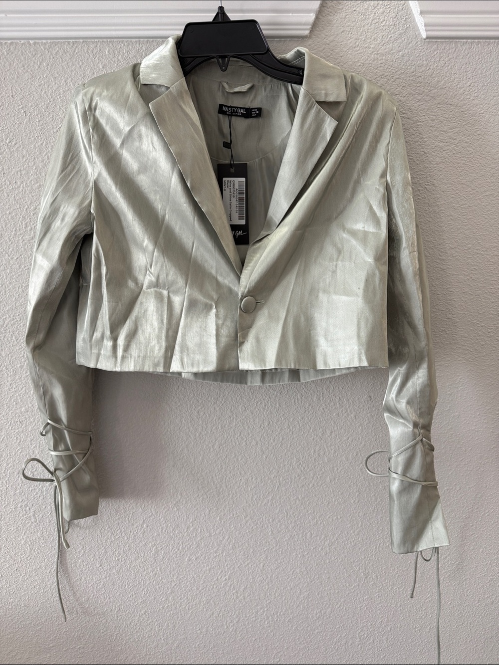Nasty Gal Cropped Sage Silver Blazer NWT